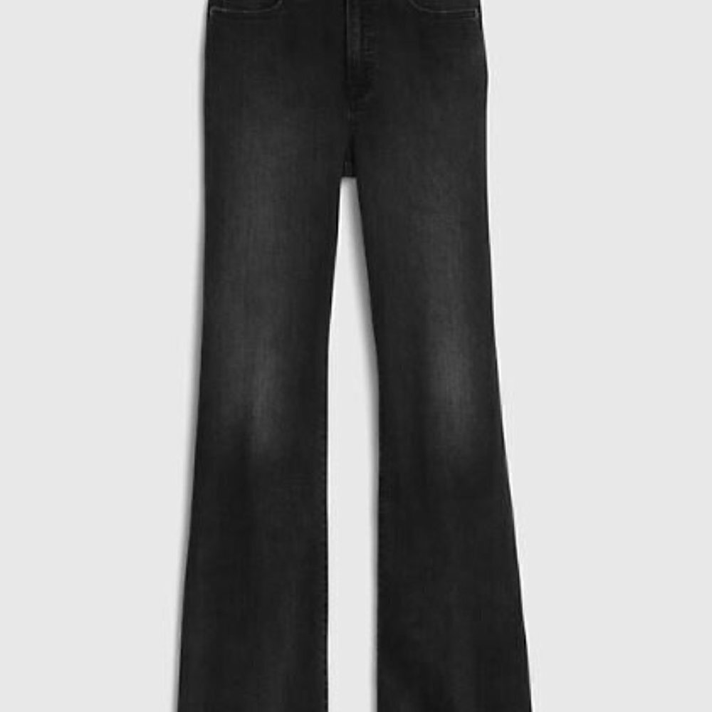 GAP High-Rise Black FLARE Slimming Jeans Size 16/33 PETITE Boho 90's Y2K Vibes - Picture 6 of 6
